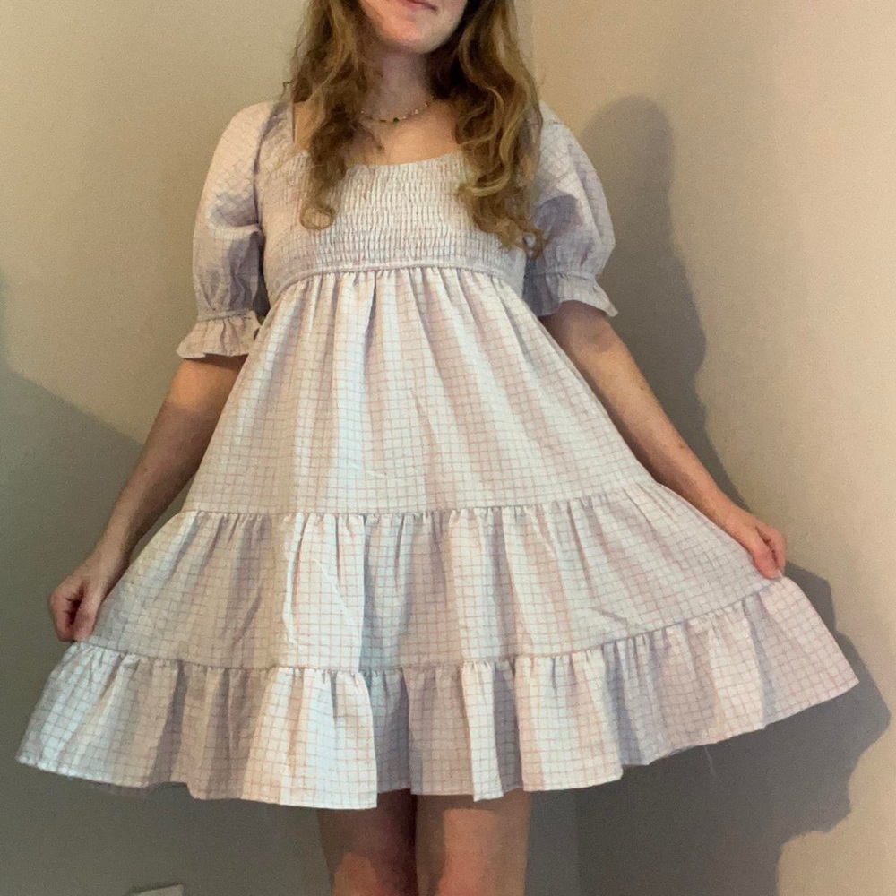 &Merci Dress from Henly with a blue and peach pop of color